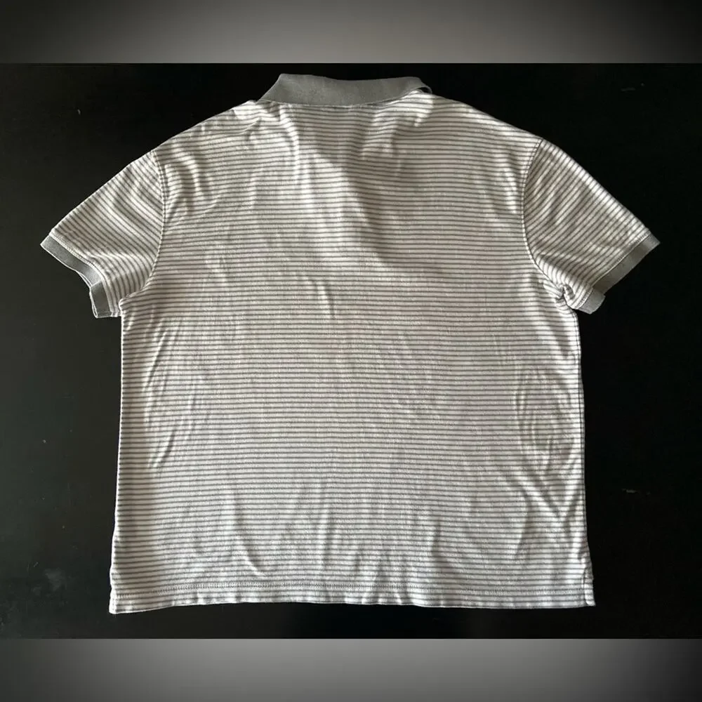 BANANA REPUBLIC Gray/White Stripe Thick Cotton Polo sz XLarge